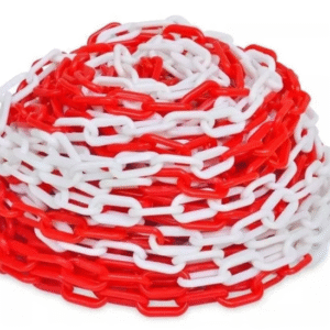 Cadena plástica roja y blanca
