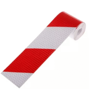 cinta autoadhesiva roja blanca cebrada